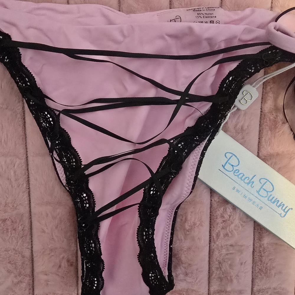 Beach Bunny Lavender and Black Lace Bikini Bottom